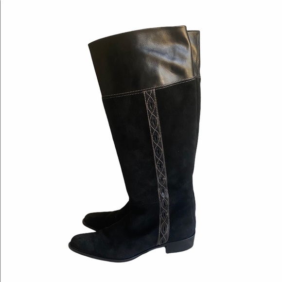 Lorenzo Banfi Leather and Suede Knee High Boots - Picture 5 of 10